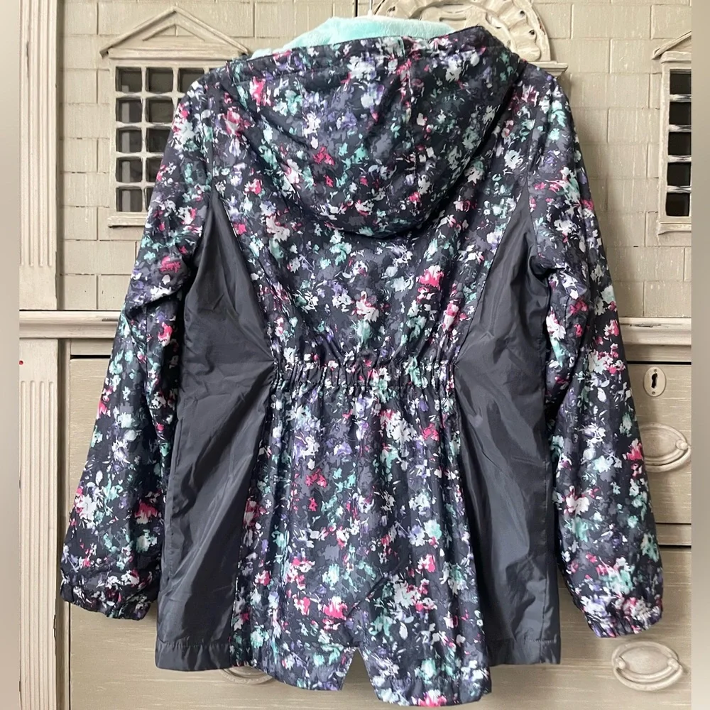 Stoic Girls’ Floral Printed Faux “Fur” Lined Raincoat